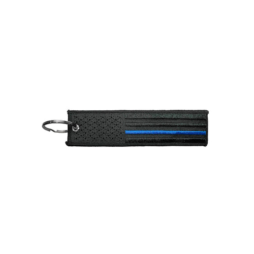 Blue Line American Flag Patch Keychain