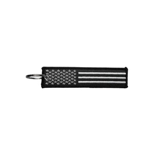 Black and White American Flag Patch Keychain