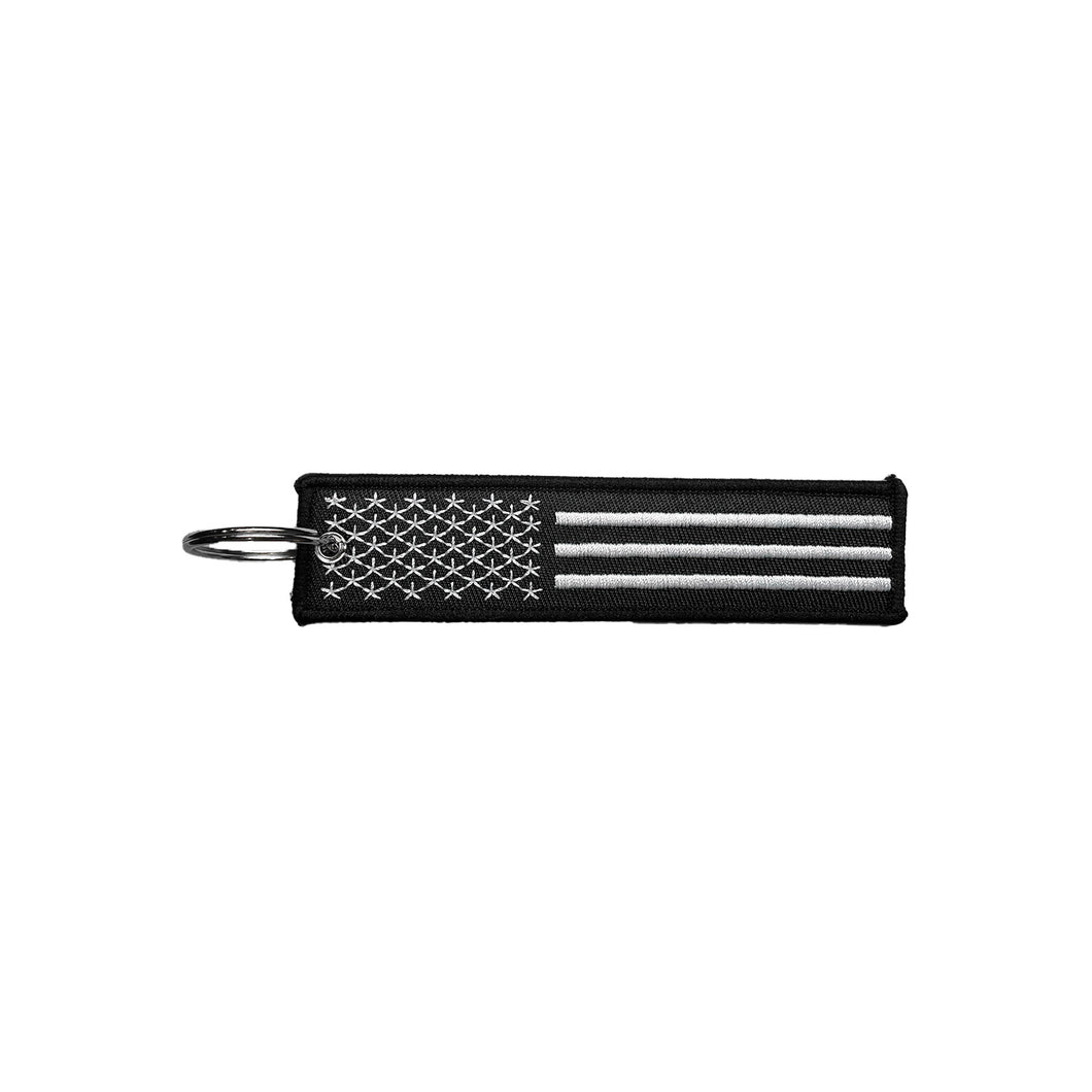 Black and White American Flag Patch Keychain