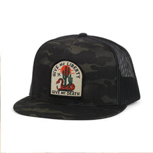 Load image into Gallery viewer, Liberty or Death Black Camo Trucker Hat | The Brave Ones