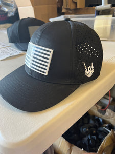 Old Glory Black and White Curved Performance Hat