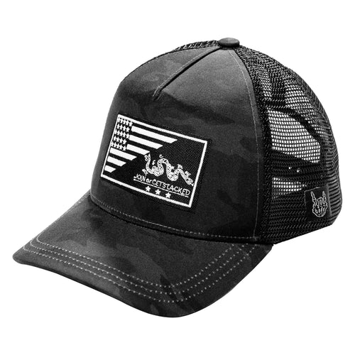 Dark Camo Dont Tread on Me 5 panel trucker hat