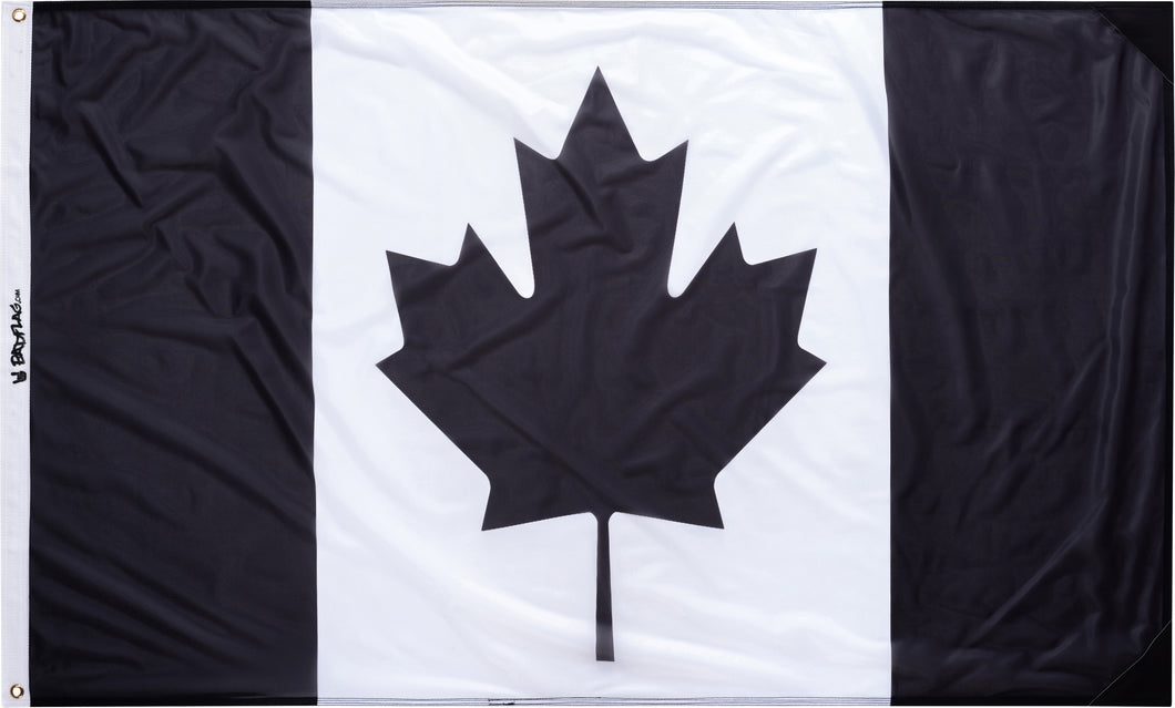 Black and White Canadian Flag